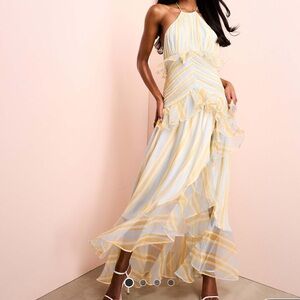 ASOS Luxe Organza Ruched Halter Neck Maxi Dress